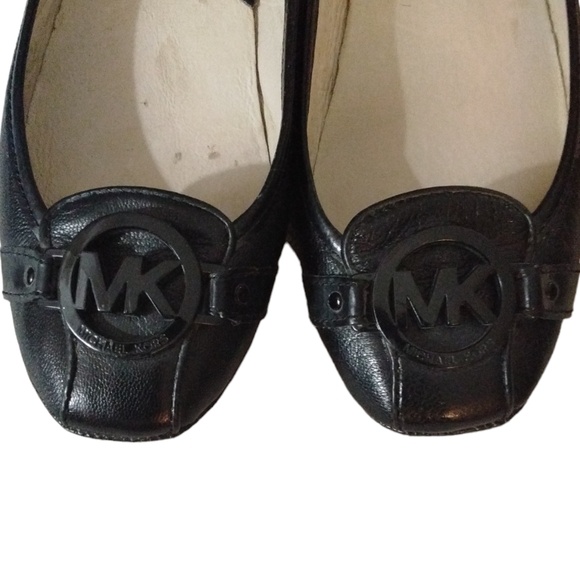 Michael Kors Black Ballet Flats Genuine Leather MK logo Women's size 7.5 - Picture 3 of 9
